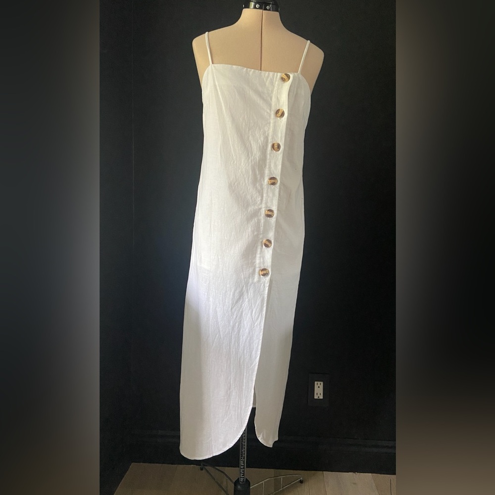 618 linen White Button-Down Dress size small